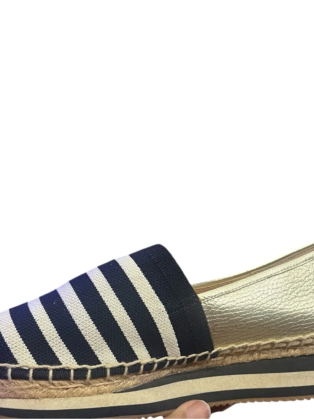 Tory Burch Daisy Slip On Trainer Midnight / Ivory Gold 8M Espadrillas wide heel